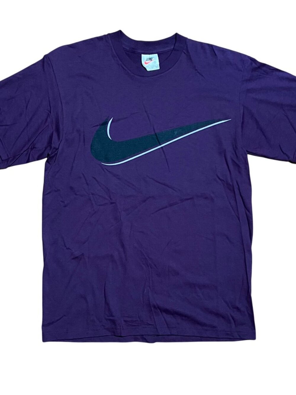 Nike Vintage 90s Big Swoosh Made in USA Purple Graphic T-Shirt, Men's Medium